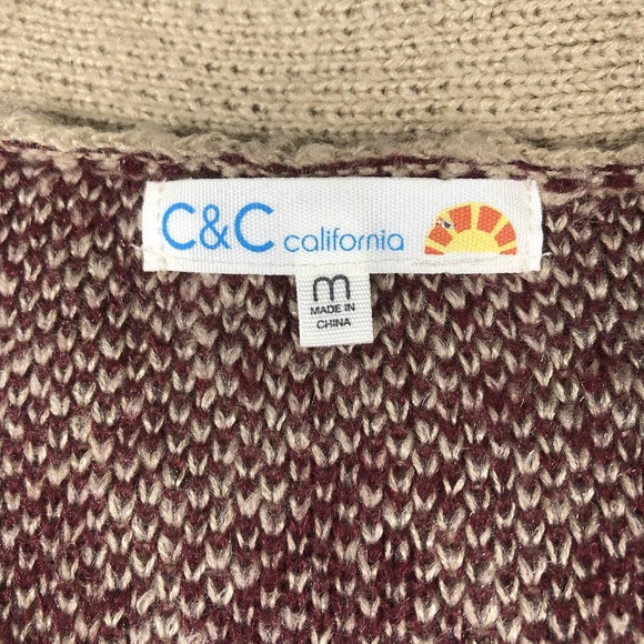 C&C California Cardigan Sweater Womens Medium Beige Multi Aztec Button Front - Picture 2 of 7